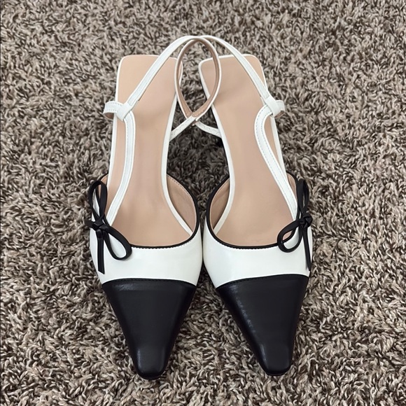 Shoes - Classic Black and White Slingback Heels